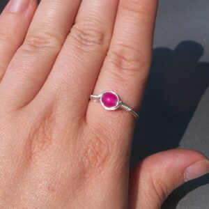 Fuchsia Quartz .999 Fine Silver Wire Wrapped Ring