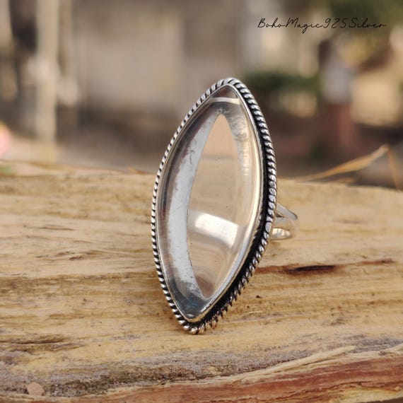 Handmade Quartz Crystal 925 Sterling Silver Ring