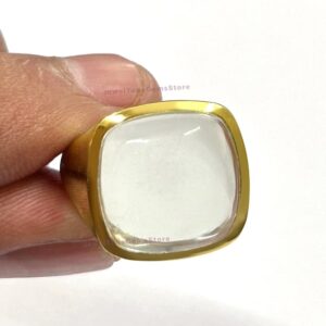 Handmade Cushion Cut Crystal Quartz Ring: 925 Sterling Silver Boho Handmade Cushion Cut Crystal Quartz Ring: 925 Sterling Silver Boho