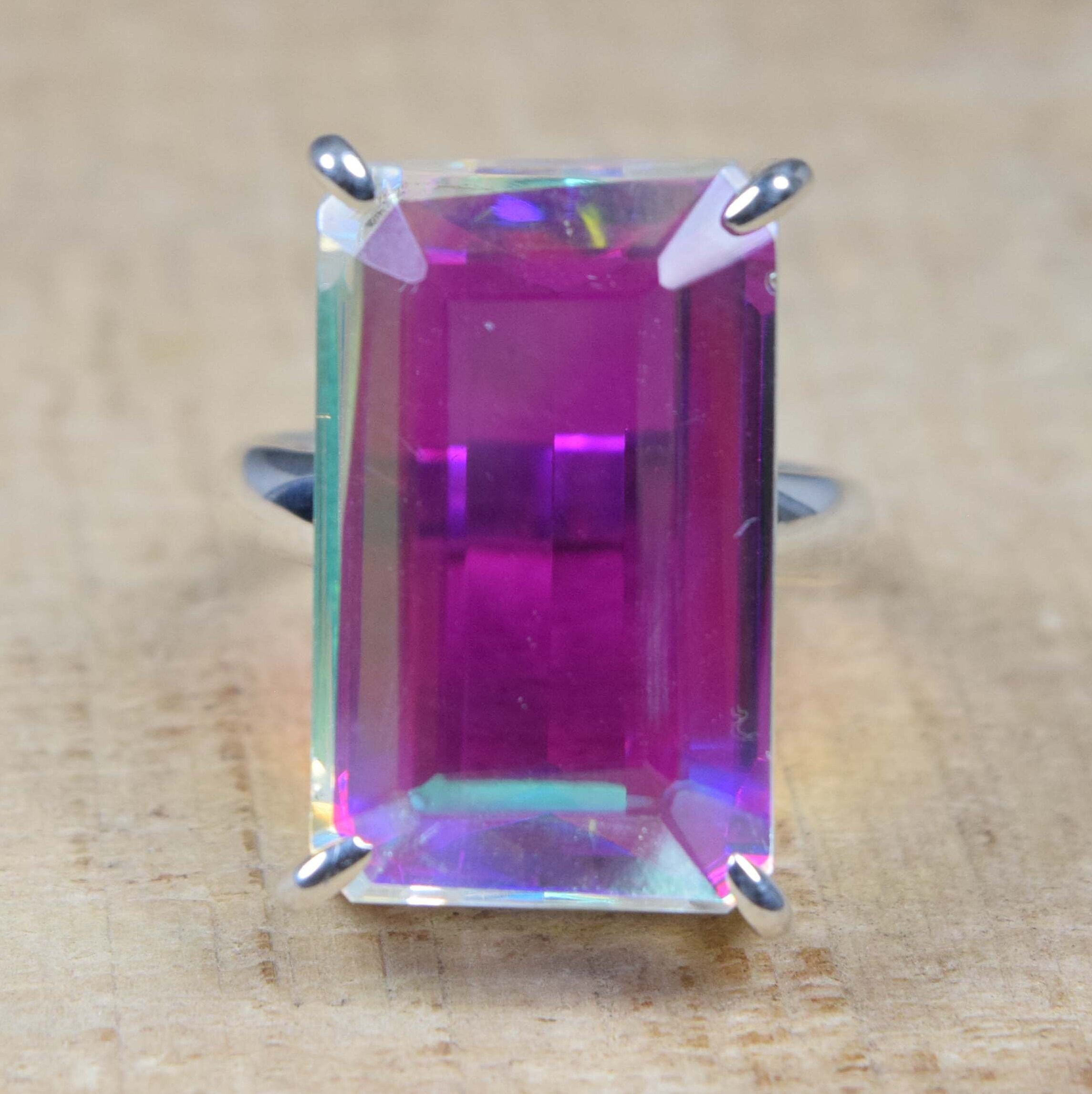Handmade Mercury Mystic Quartz Sterling Silver Ring - Us Size 8 Handmade Mercury Mystic Quartz Sterling Silver Ring - Us Size 8