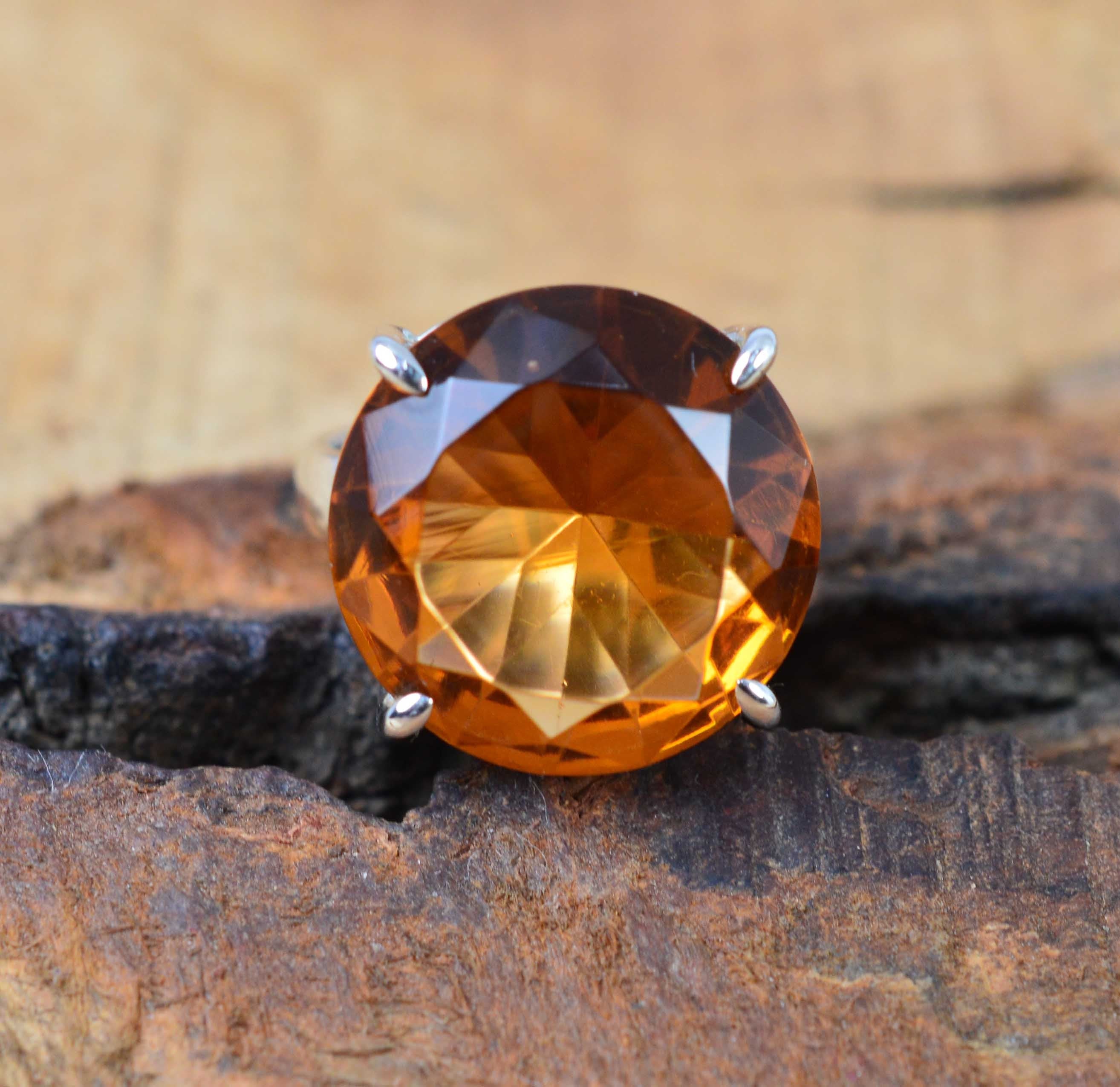 Honey Quartz 925 Sterling Silver Faceted Gemstone Ring Honey Quartz 925 Sterling Silver Faceted Gemstone Ring