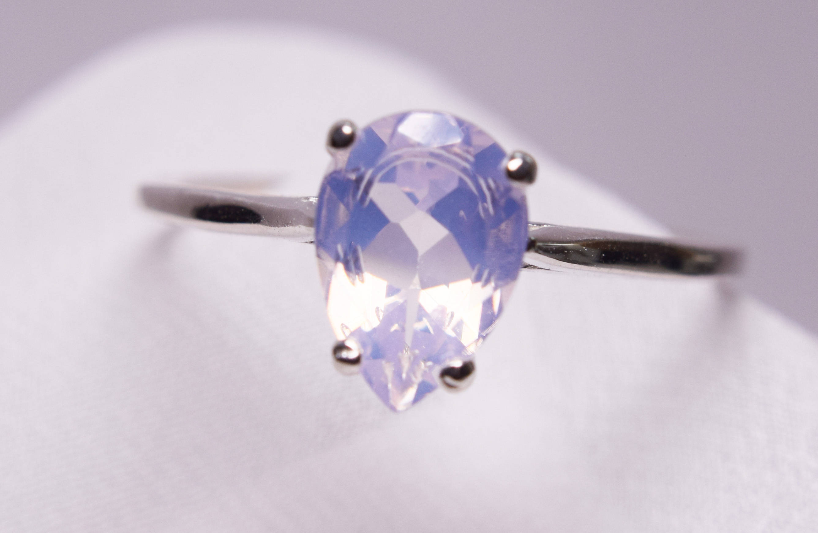 Lavender Quartz Ring, Birthstone Jewelry, Genuine 10x7 Mm, Pear Shaped Faceted, 1.5 Carats, 925 Sterling Silver Solitaire Ring