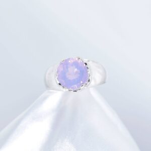Lavender Quartz Ring, Checkboard Top 10mm Round Faceted Genuine Gemstone, 3+carats, Set in 925 Sterling Silver 6 Prong Ring Mounting