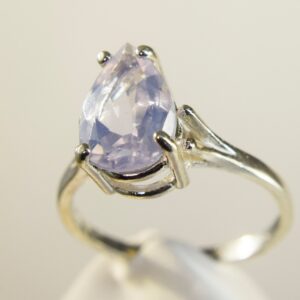 Lavender Quartz Ring, Genuine Gemstone 12mmx8mm Pear Shaped, February Birthstone Ring, Set in 925 Sterling Silver Ring