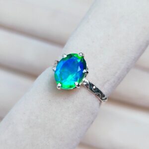 Peacock Quartz Ring, Oval Cut Peacock Quartz Ring, 925 Sterling Silver Ring, Peacock Stone Ring, Fire Stone Ring, Hand Made Ring