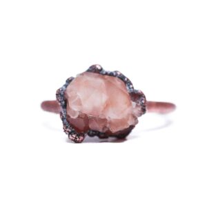 Pecos Diamond Ring | Raw Crystal Ring | Electroformed Copper Crystal Ring | Crystal Quartz Ring | Rock Quartz Crystal Statement Ring