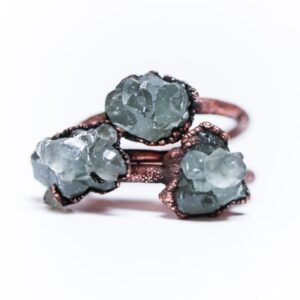 Raw Crystal Cluster Ring | Chlorite Quartz Cluster Ring | Electroformed Crystal Ring | Crystal Quartz Ring | Quartz Chlorite Statement Ring
