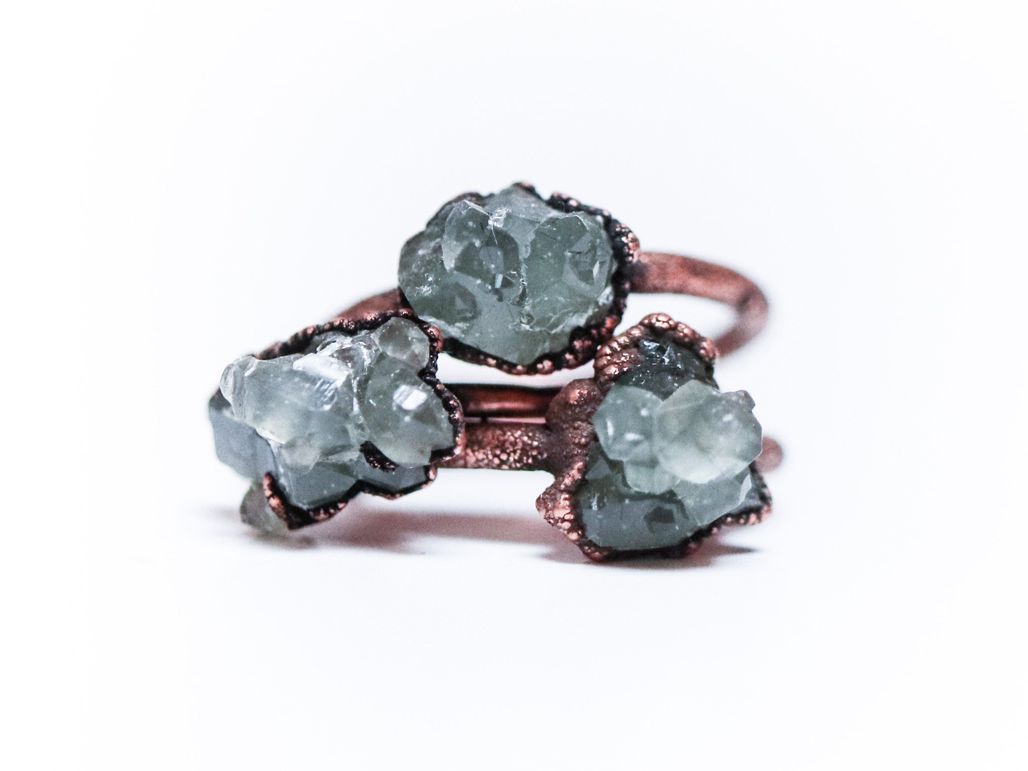 Raw Crystal Cluster Ring | Chlorite Quartz Cluster Ring | Electroformed Crystal Ring | Crystal Quartz Ring | Quartz Chlorite Statement Ring