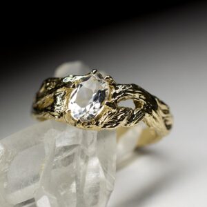 Rock Crystal Gold Ring Men Natural Oval Quartz Brazilian Gemstone Molly Wedding Engagement 14k Yellow Gold Unisex