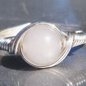 White Snow Quartz .999 Fine Silver Or 14k Rose Gold Filled Wire Wrapped Ring