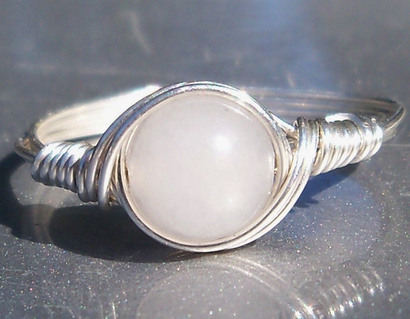White Snow Quartz .999 Fine Silver Or 14k Rose Gold Filled Wire Wrapped Ring