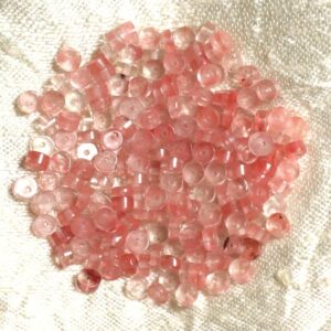 20pc - Perles Pierre - Quartz Cerise Rondelles Heishi 4x2mm Rose Corail Peche - 7427039737036