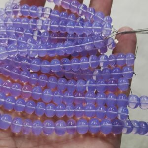 7 Inches strand, Lavender Hydro Quartz Smooth Rondelles, Size 8mm