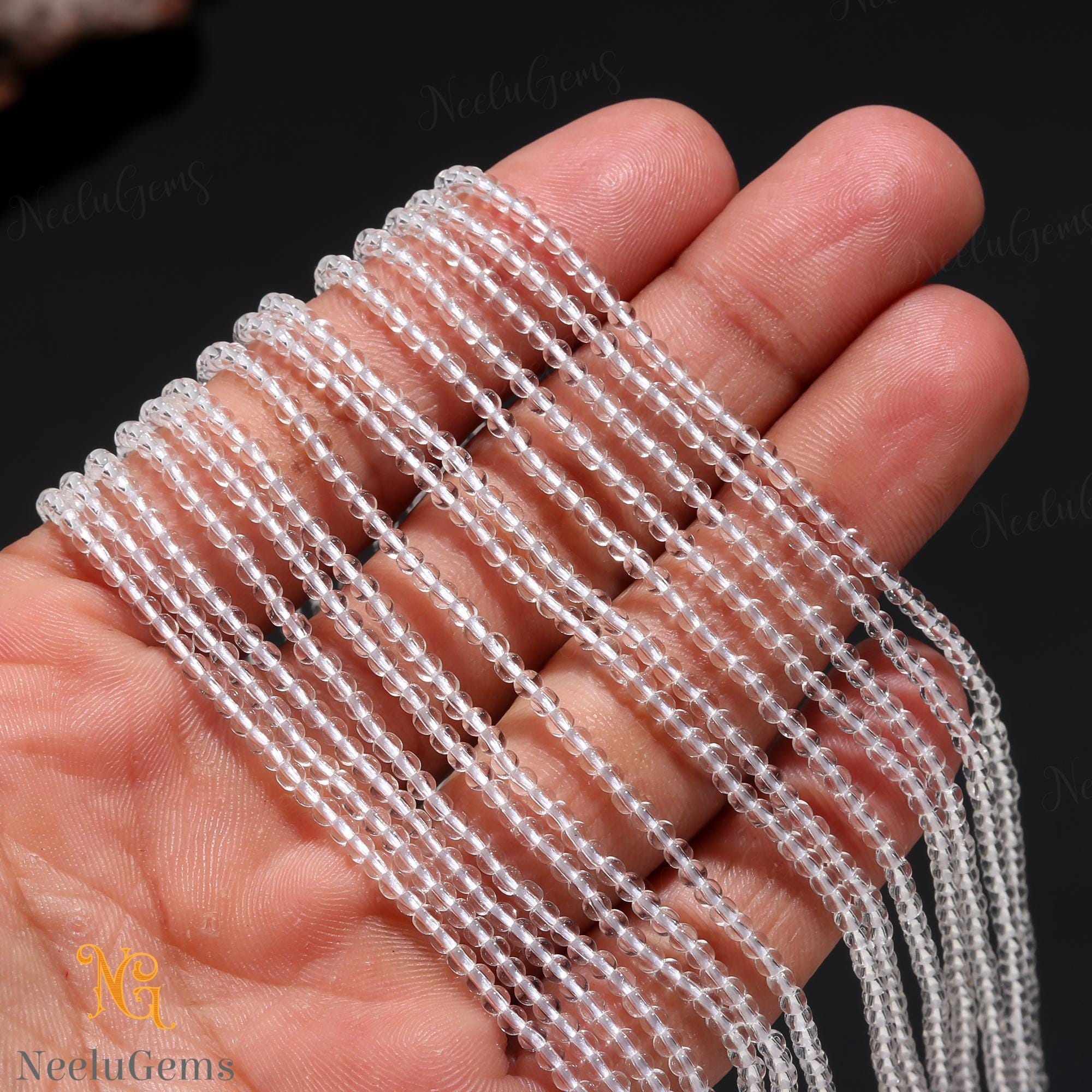 Aaa+ Crystal Quartz Smooth Beads,2.2-2.3 Mm Clear Quartz Tiny Rondelle Beads,13"gemstone Beads For Handmade Jewelry