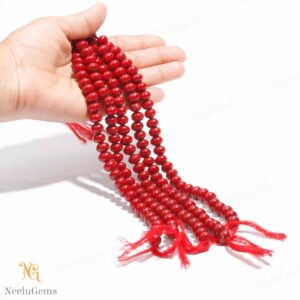 Aaa+ Red Coral Smooth Rondelle Beads,8-9 Mm Coral Hydro Quartz Indian Cut Beads,16" Loose Gemstone Beads For Handmade Jewelry