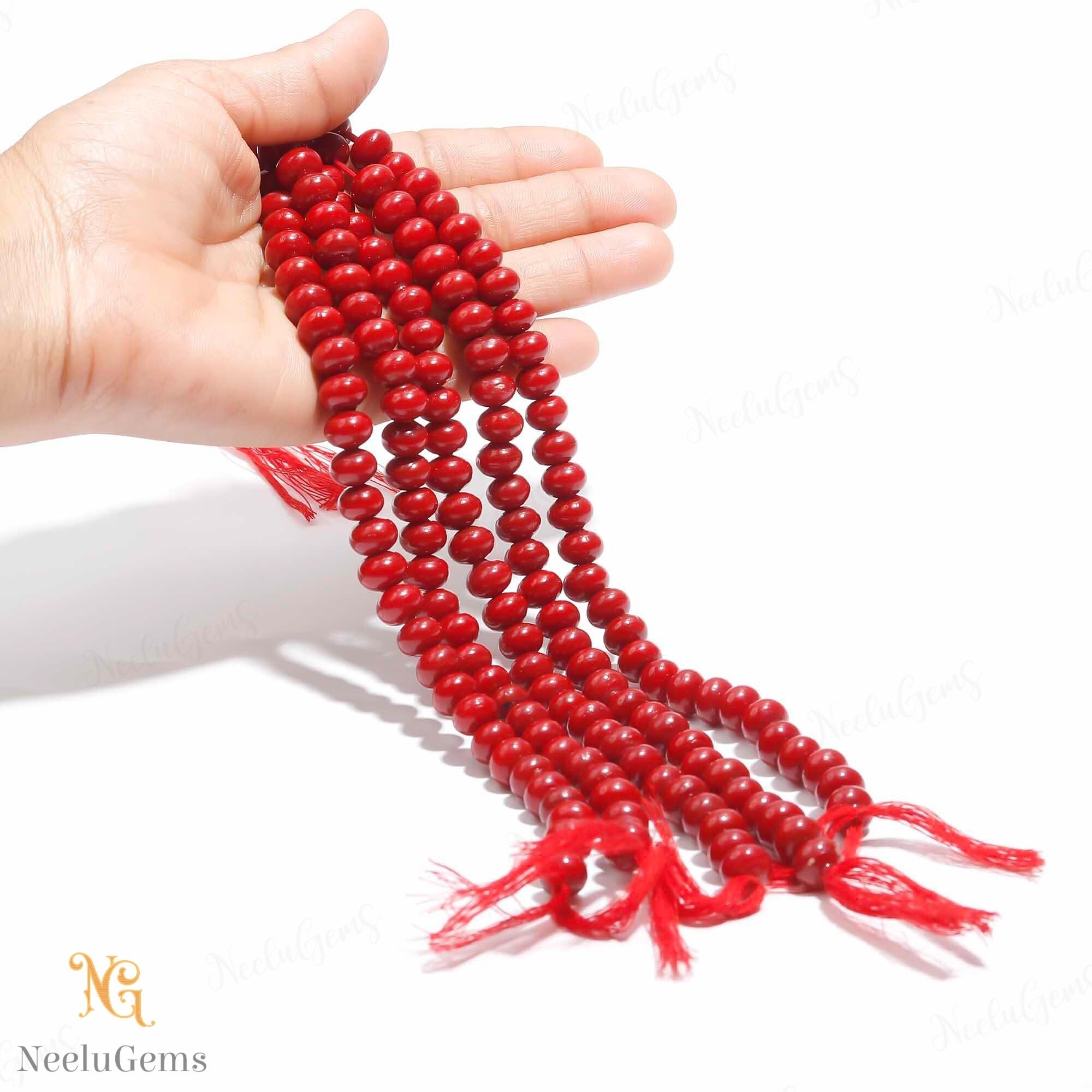 Aaa+ Red Coral Smooth Rondelle Beads,8-9 Mm Coral Hydro Quartz Indian Cut Beads,16" Loose Gemstone Beads For Handmade Jewelry