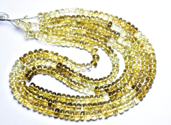 Bi Beer Quartz Rondelle Beads - 7 Inches - Natural Super Quality Beer Quartz  Rondelle - Size Is 5 - 5.5 Mm #2629