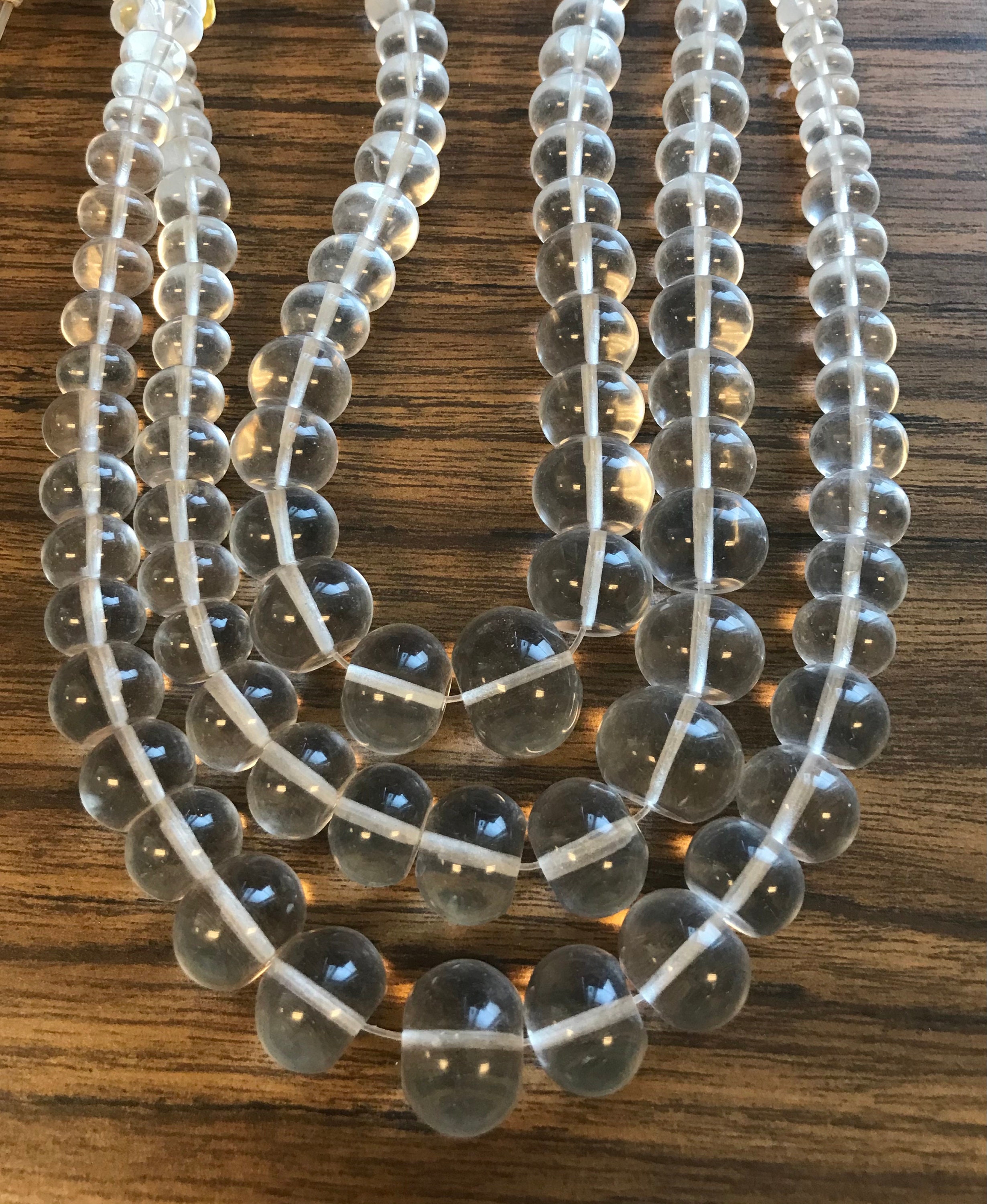 Clear Quartz 10x6mm-20x15mm Graduated Rondelle Gemstone Bead-15.5" Strand