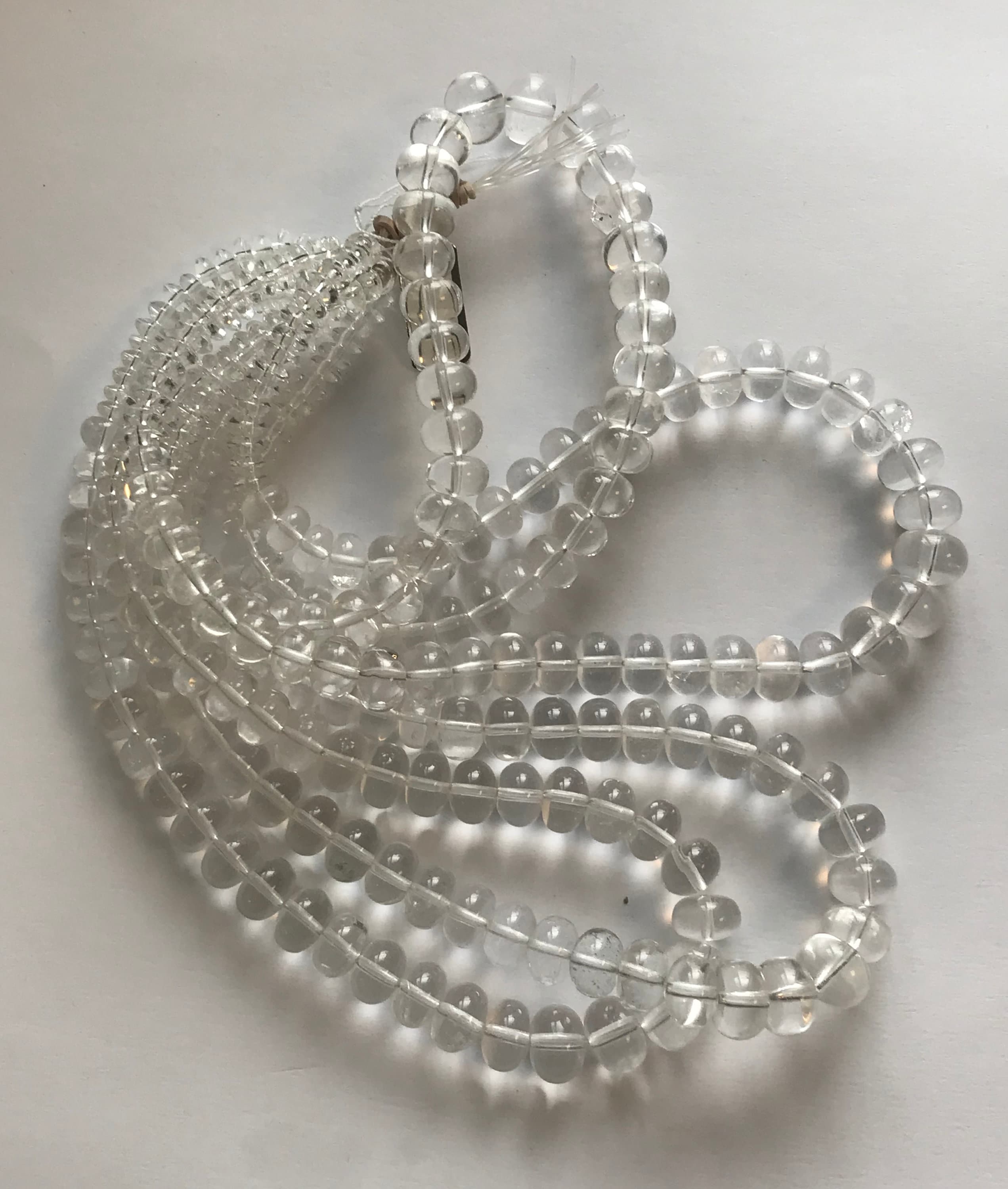 Clear Quartz 6x3mm-12x8mm Rondelle Graduated Gemstone Bead -15.5 Inch Strand