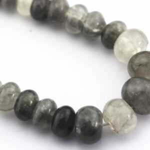 Cloudy Gray Quartz Graduated Smooth Rondelle Beads Size 6mm-16mm 15.5" Strand