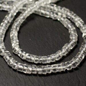 Fil 32cm 100pc Env - Perles Pierre - Cristal De Roche Quartz Rondelles Heishi 5-9mm Blanc Transparent