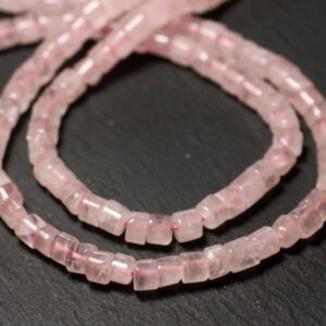 Fil 33cm 80pc Env - Perles De Pierre - Quartz Rose Rondelles Heishi 6-7mm