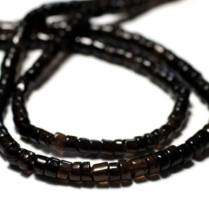 Fil 35cm 110pc Env - Perles Pierre - Quartz Fumé Foncé Rondelle Heishi 4-6mm