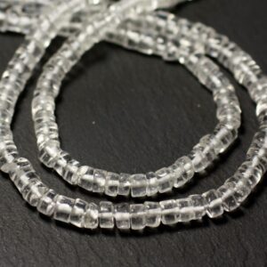 Fil 39cm 160pc Environ - Perles Pierre Cristal De Roche Quartz Rondelles Heishi 4-5mm Blanc Transparent