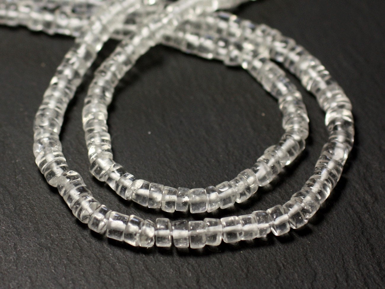 Fil 39cm 160pc Environ - Perles Pierre Cristal De Roche Quartz Rondelles Heishi 4-5mm Blanc Transparent Fil 39cm 160pc Environ - Perles Pierre Cristal De Roche Quartz Rondelles Heishi 4-5mm Blanc Transparent