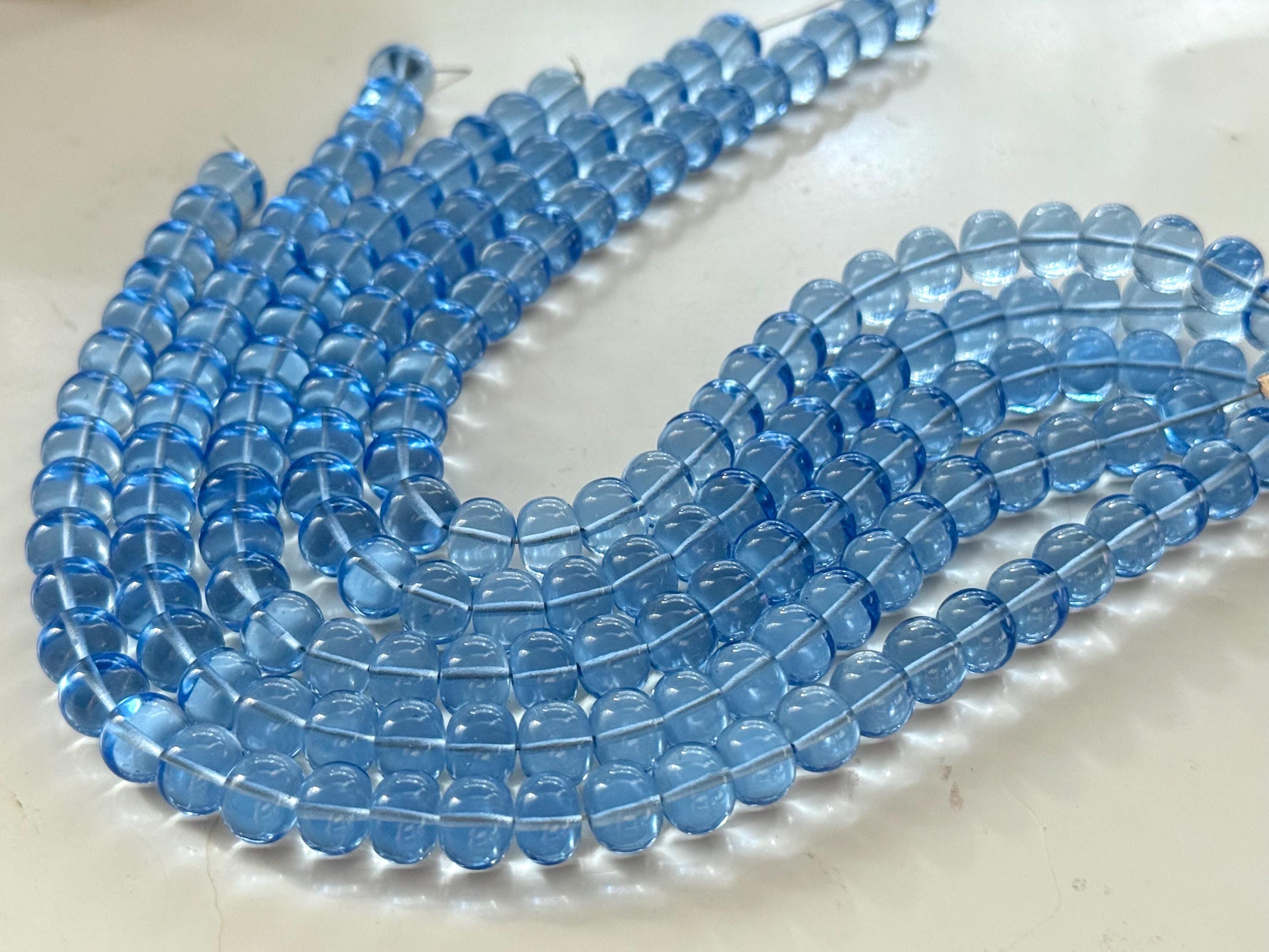 Gorgeous Denim Blue Colored Hydro Quartz Smooth Rondelles