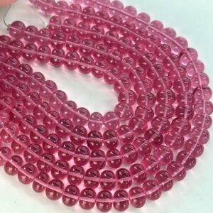 Gorgeous Pomegranate Pink Colored Hydro Quartz Smooth Rondelles