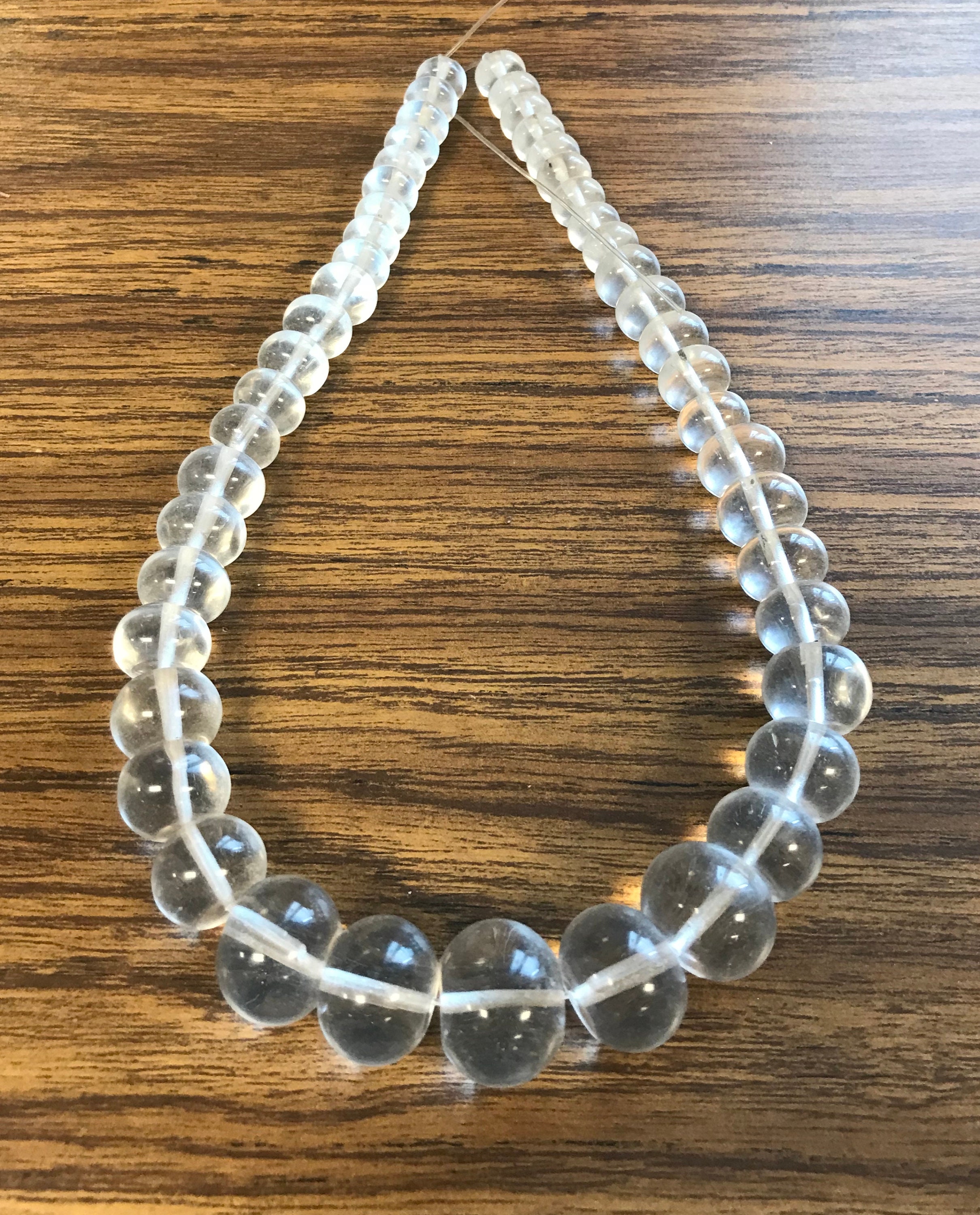 Natural Quartz 10x6mm-20x15mm  Graduated Rondelle Gemstone Bead 15.5 Inch Strand