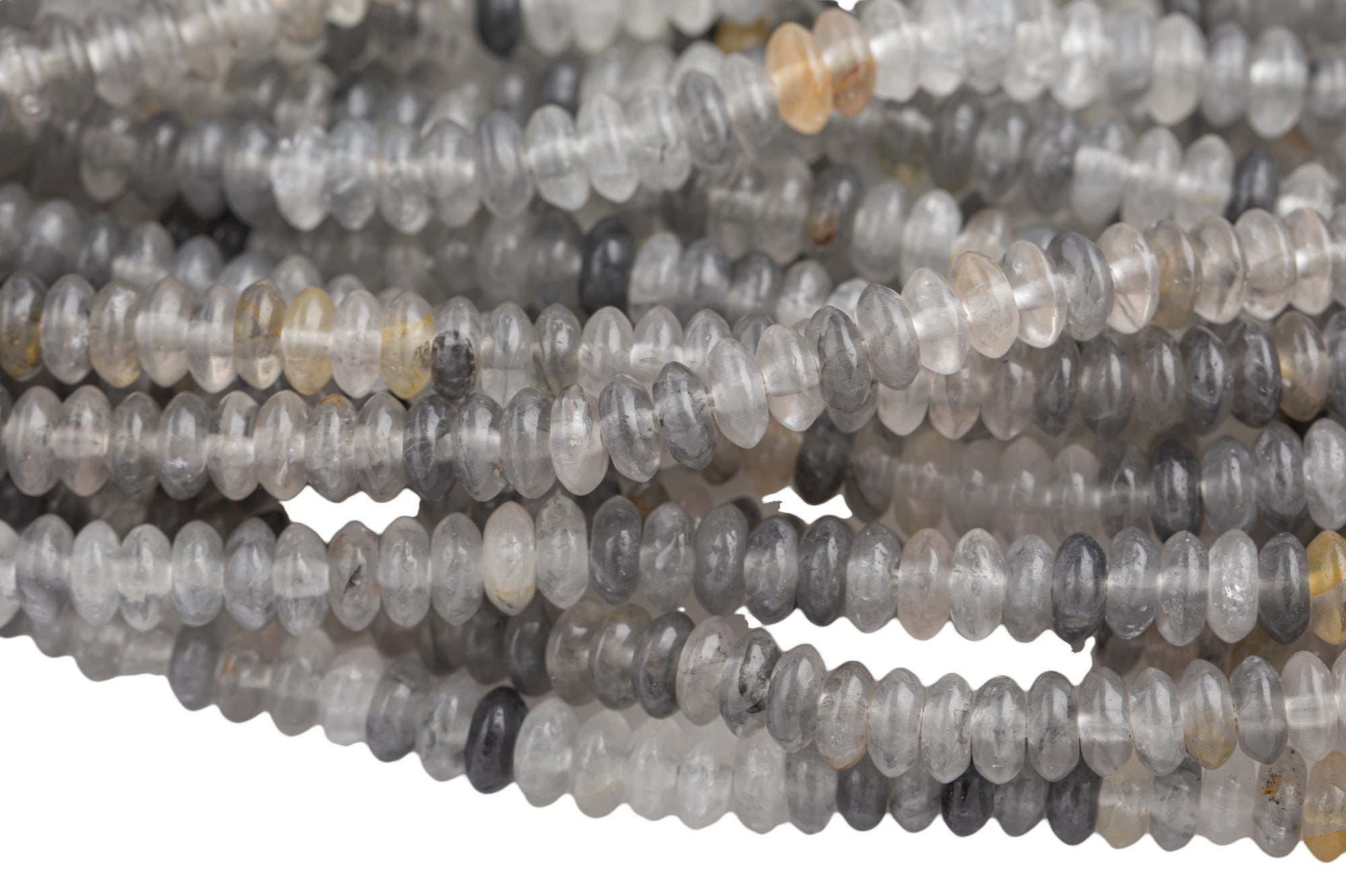 Natural Cloudy Quartz, High Quality In Saucer Roundel, 6mm-full Strand 15.5 Inch Strand Smooth Gemstone Beads Thin Roundel