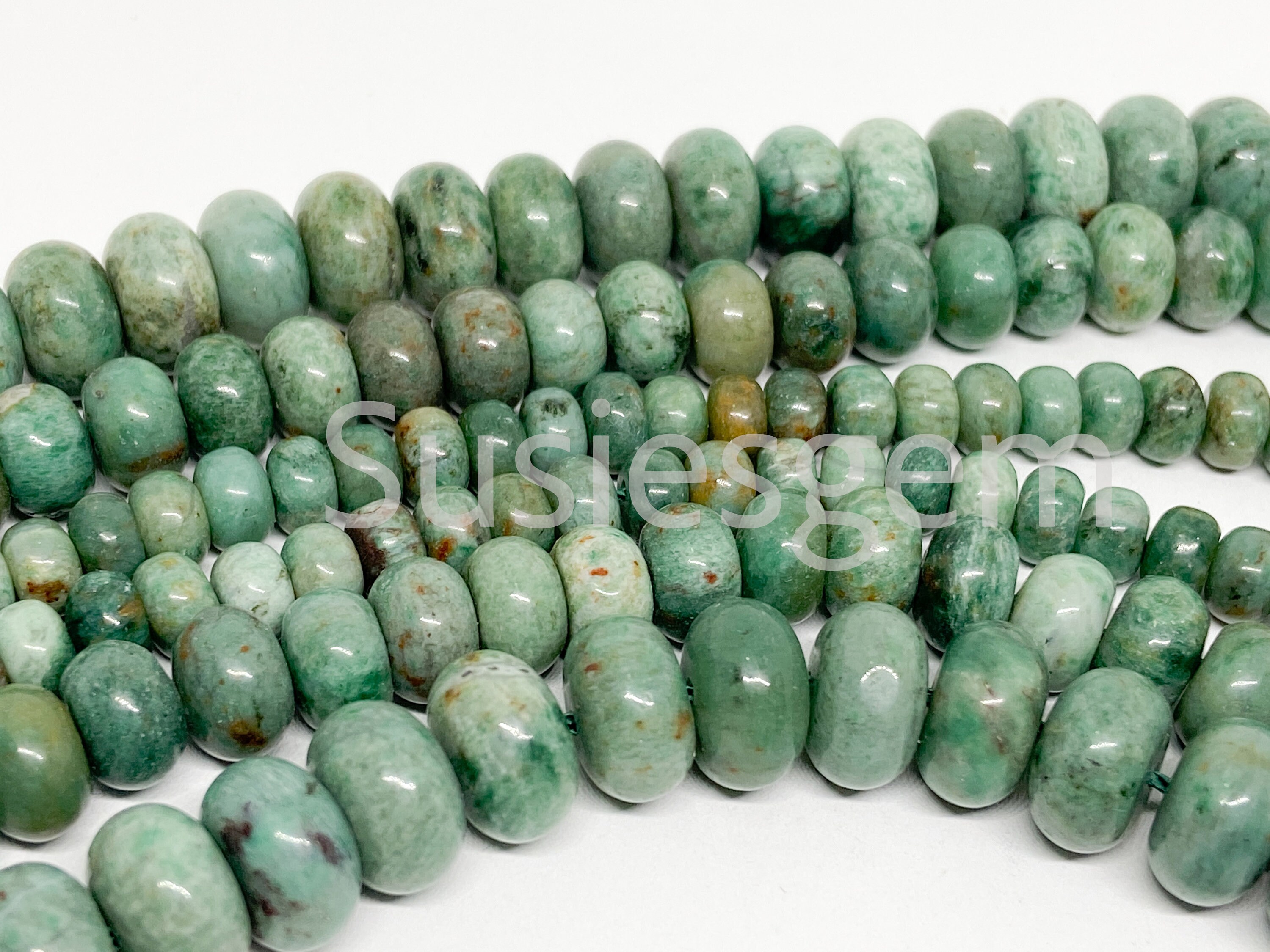 Natural Green Prase Quartz Rondelle Beads 4x6mm/5x8mm/6x10mm. Natural Gemstone For Jewelry Making. 16''
