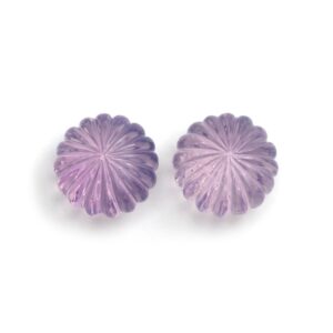 Natural Lavender Quartz Smooth Carving Rondelle Loose Gemstone, 20mm, Smooth Round Carving, Making Jewelry, Pair (2 Pieces)