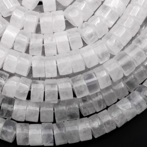 Natural Rock Quartz Crystal 6mm 8mm Heishi Rondelle Beads 15.5" Strand