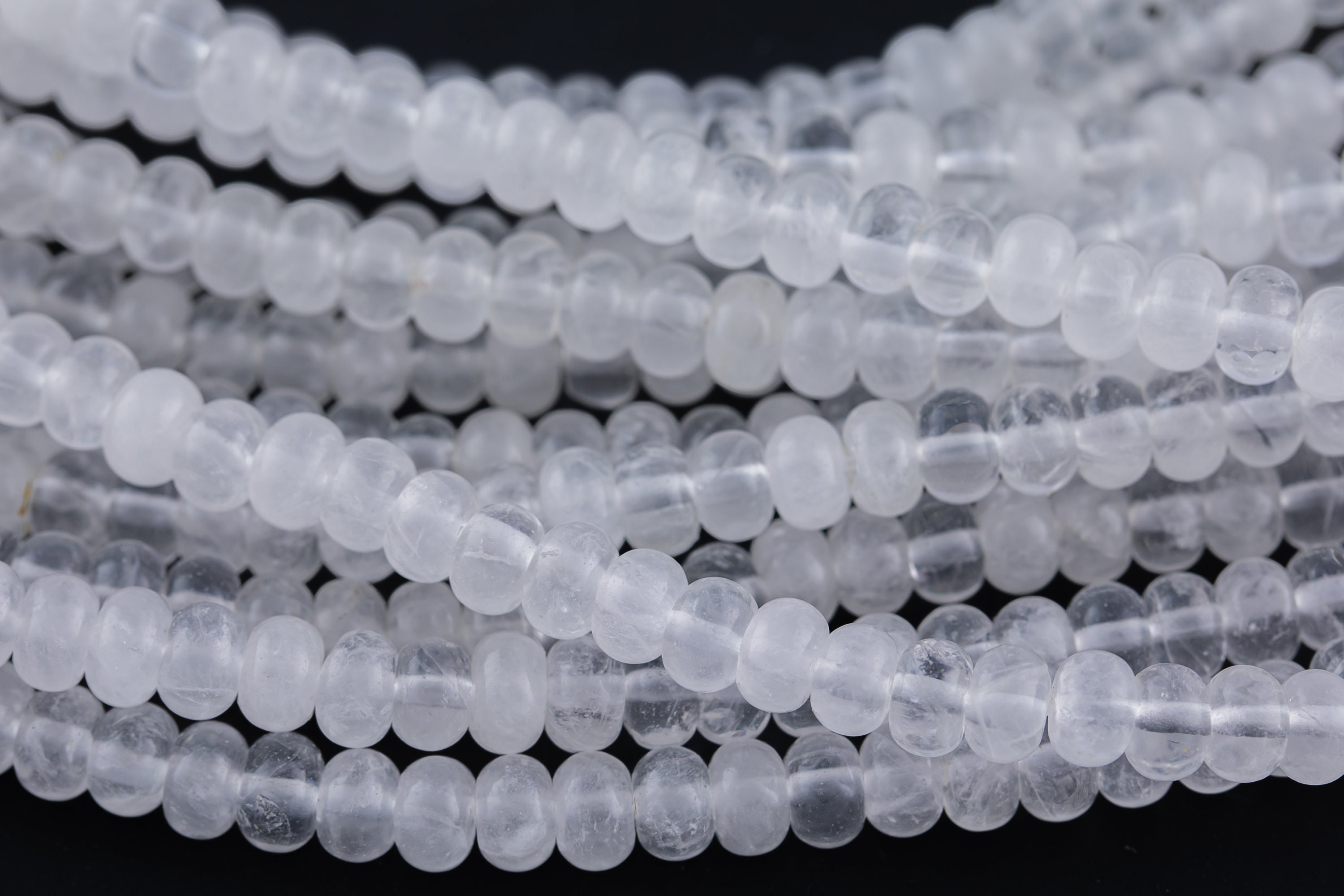 Natural Rock Quartz-  High Quality In  Roundel, 6mm, 8mm- Full 15.5 Inch Strand-15.5 Inch Strand  Smooth Gemstone Beads