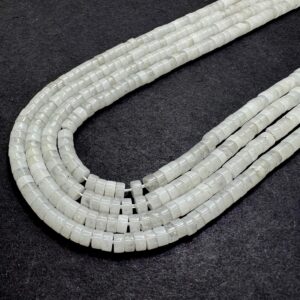 Natural White Cloudy Quartz Heishi Beads 2x4mm | Milky Quartz Gemstone Rondelle Beads | 15” Strand | Jewelry Making Supplies - Rd33