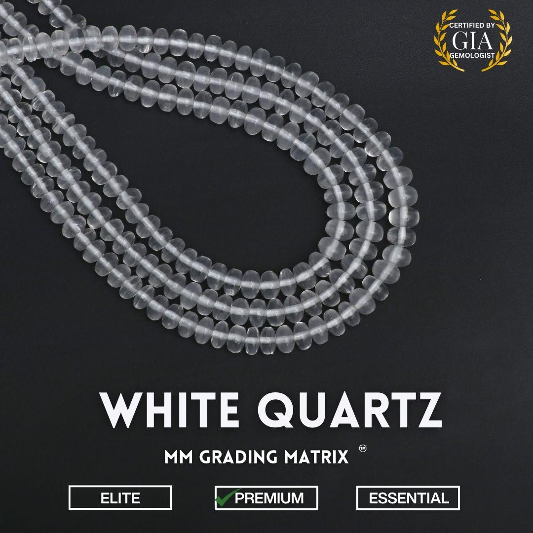 White Quartz Smooth Rondelle Shape Beads, White Quartz Plain Beads, Natural Quartz Gemstone Beads Strand, Beads For Jewelry Making 19 Inches