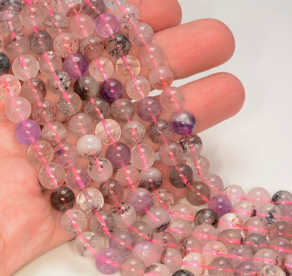 10-11mm Melody Quartz Cacoxenite Super Seven Gemstone Round Loose Beads Grade Aa 7 Inch Half Strand (80009724-a179)