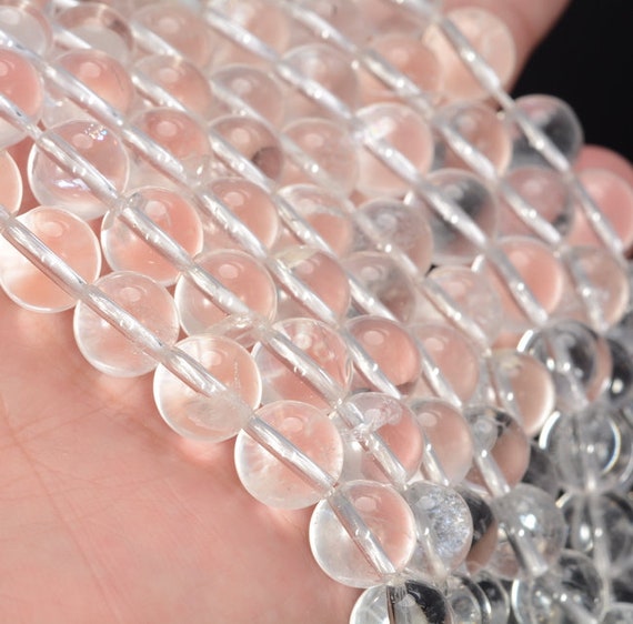 11mm White Rock Crystal Quartz Gemstone Grade B+ Round Beads 16 Inch Full Strand Bulk Lot 1,2,6,12 And 50 (90187673-694)