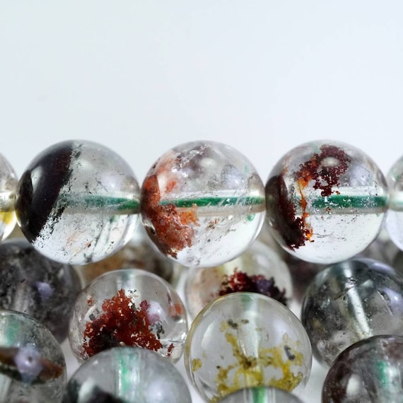 Lodolite Quartz Beads (round)(smooth)(8mm)(9mm)(10mm)(16"strand)