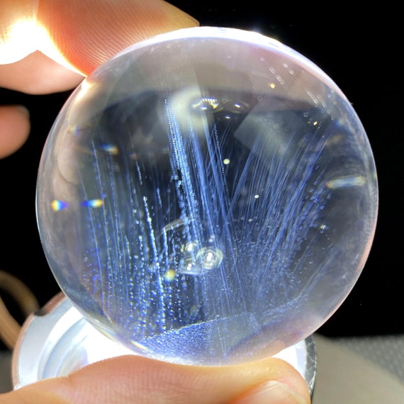 2.05"unique Natural White Water Clear Quartz Crystal Ball/ Tibetan Himalayan Quartz Sphere/reiki Heal/crystal Sphere/blue Angel's Feathers