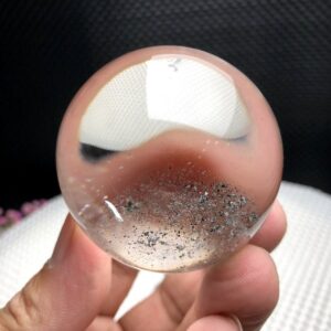 2.13"Natural Black Phantoms Sphere/Himalayan Tibetan High Altitude Black Ghost Crystal Ball/Clear White Quartz Sphere/Reiki Healing Crystal