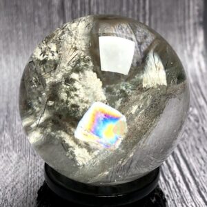 2.2"Natural White Phantoms Sphere/Himalayan Tibetan High Altitude Ghost Quartz Crystal Sphere/Black Rutilated Ball/Rainbow/Energy/Gift