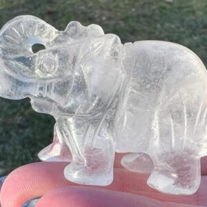 2 In Clear Quartz Elephant Figurine, Crystal Carving, Natural Gemstone, April Birthstone Gift #3