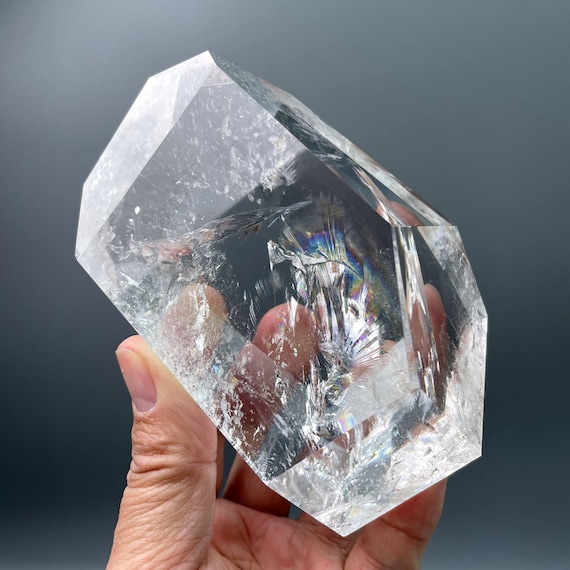 2lb Natural Tibetan Clear Quartz Crystal Large Free Shape Palm,himalayan Big Rainbow Crystal Palm,top Quality Transparency Quartz Gift