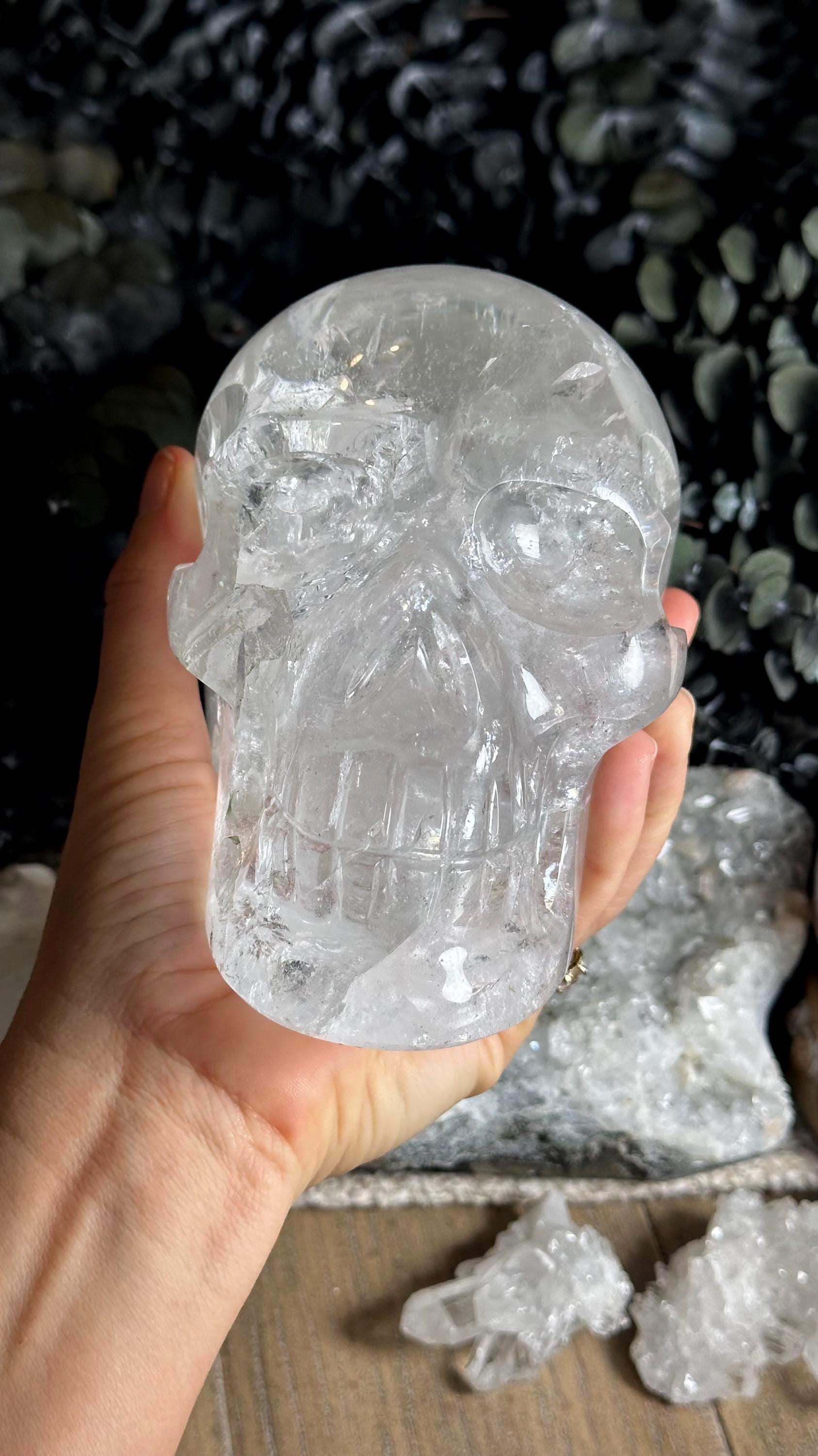 5 3/4” Large Clear Quart Skull, Crystal Skull, Crystals, Quartz