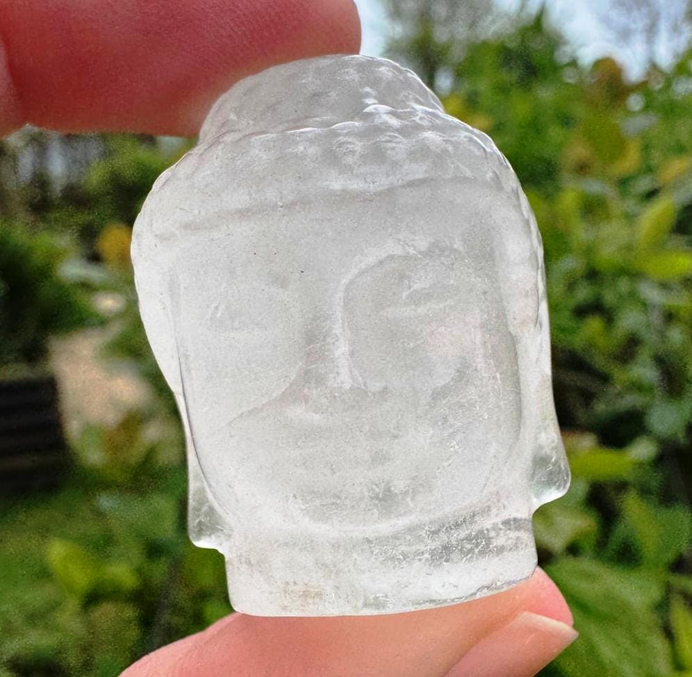 Buddha Head  Clear Quartz Meditation Buddha 3-5cm Tall Focus Gemstone Crystal Carving By Elf High Grade Quartz Meditation Gift Spa Uk