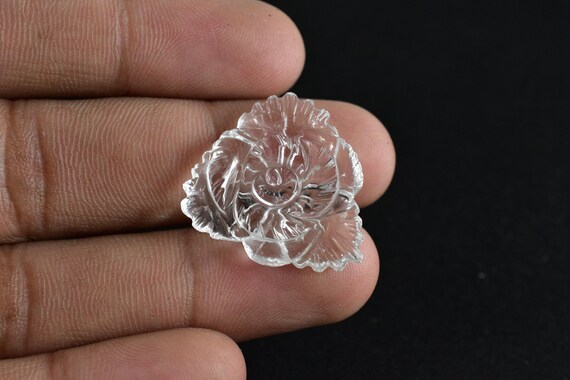 Clear Quartz Flower Carving, Reiki Healing Crystal, Home Decor